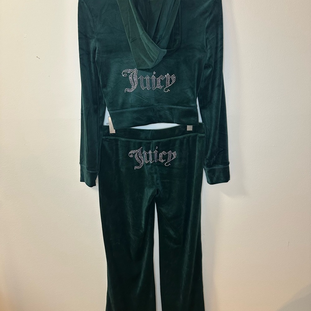 Juicy Couture Dark Green Velour tracksuit - 2 Piece Set